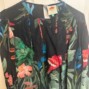 FARM Rio Black Floral Top
